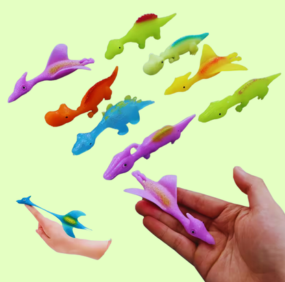 Ragadós repülő dínók kilövő játékként bemutatva