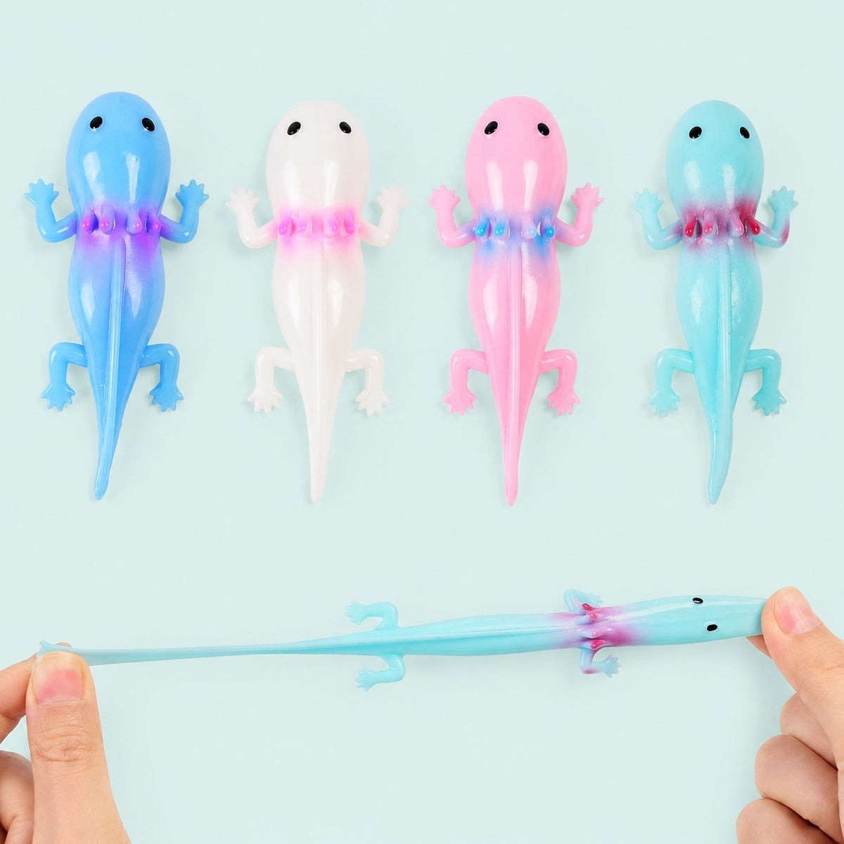Színes repülő Axolotl játékok ujjakon, vidám játék gyerekeknek